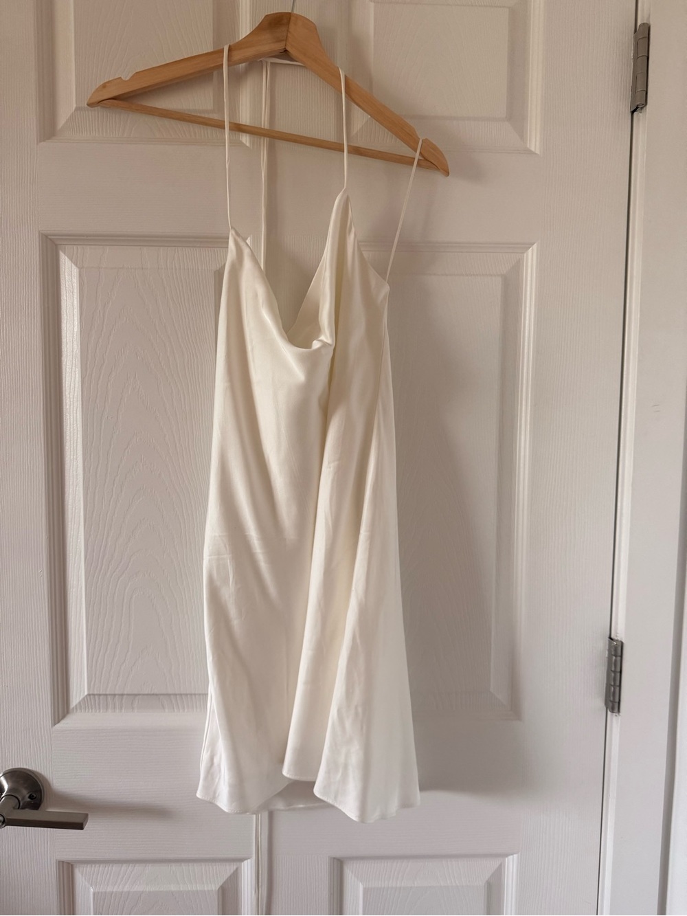 ZARA - Ivory Satin Slip Dress - Spaghetti Straps